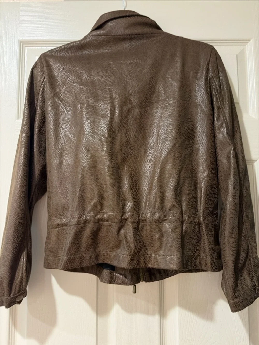 Ruby Rd. Dark Brown Textured Leather Drawstring Jacket - Picture 2 of 4